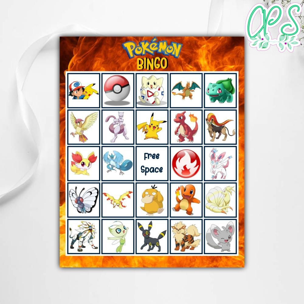Printable Pokemon Bingo Game Digital File | CustomPartyShirts printable-pokemon-bingo-game-digital-file-custompartyshirts