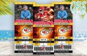Editable Kansas City Chiefs Birthday Ticket Invites Instant Download