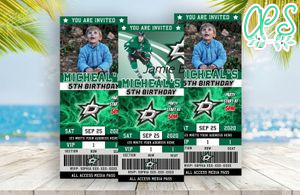 Dallas Stars Party Ticket Invitations Instant Download