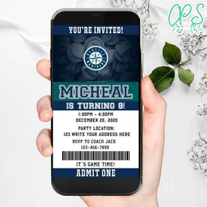 Electronic Seattle Mariners Birthday Flyer Instant Download