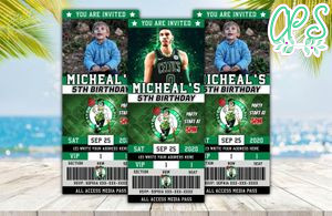 Boston Celtics Party Ticket Invitation Instant Download