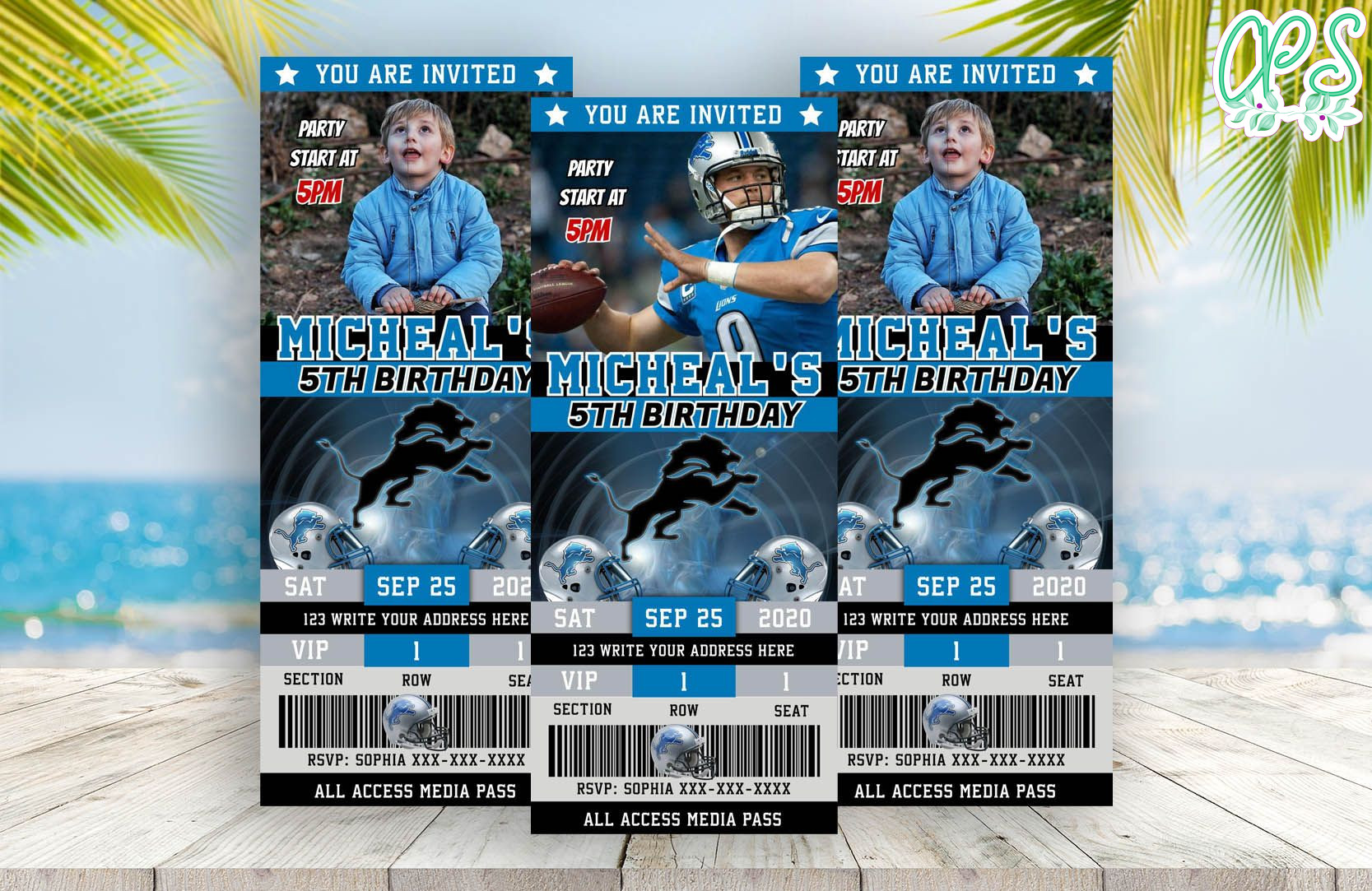Detroit Lions Ticket Birthday Editable Templates Instant Download 