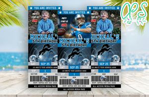 Detroit Lions Ticket Birthday Editable Templates Instant Download