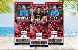 Editable Louisville Cardinals Birthday Ticket Invitations Instant Download