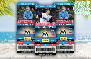 Miami Marlins Ticket Birthday Editable Templates Instant Download
