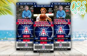Editable Arizona Wildcats Birthday Ticket Invitations Instant Download