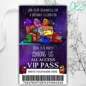 Printable Among Us Vip Pass Invitation Instant Download