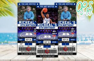 Editable Blue Devils Duke Birthday Ticket Invitations Instant Download