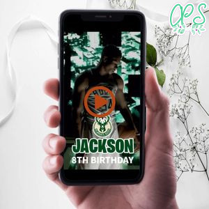 Milwaukee Bucks Birthday Video Invitation Digital Template Customizable Instant Download