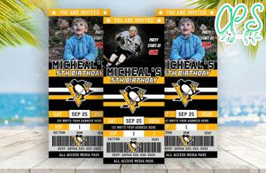 Pittsburgh Penguins Birthday Ticket Party Invitations Instant Download