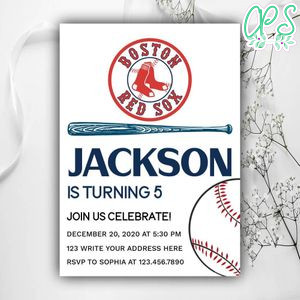 Printable Boston Red Sox Birthday Invitations Instant Download