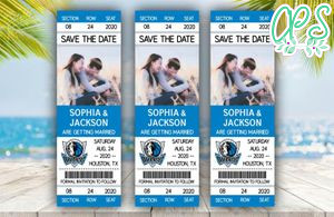 Dallas Mavericks Save The Date Wedding Engagement Announcement Ticket Invitation Instant Download