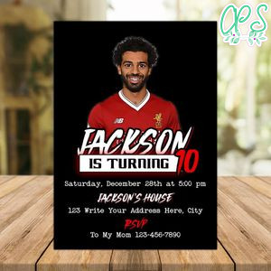 Mohamed Salah Liverpool Birthday Invitation Instant Download