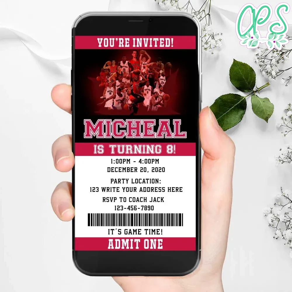 Electronic Toronto Raptors Electronic Invite Birthday Invitations DIY ...