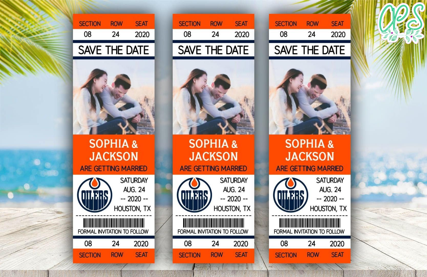 Edmonton Oilers Save The Date Wedding Engagement Announcement Ticket