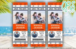 Editable  Edmonton Oilers Save The Date Wedding Engagement Announcement Ticket Invitation Instant Download