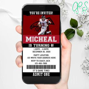Electronic Atlanta Falcons Electronic Invite Birthday Invitation Instant Download