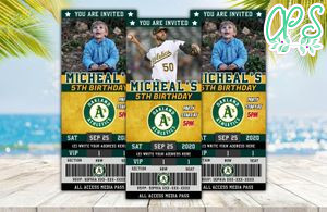 Editable Oakland Athletics Birthday Ticket Invitations Instant Download