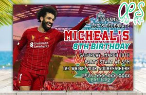 Editable Mohamed Salah Liverpool FC Party Invitation Digital Files