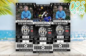 Editable Cristiano Ronaldo Juventus Party Ticket Invitation Instant Download