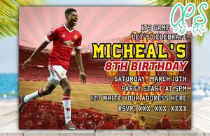 Editable Manchester United Birthday Invitation Instant Download