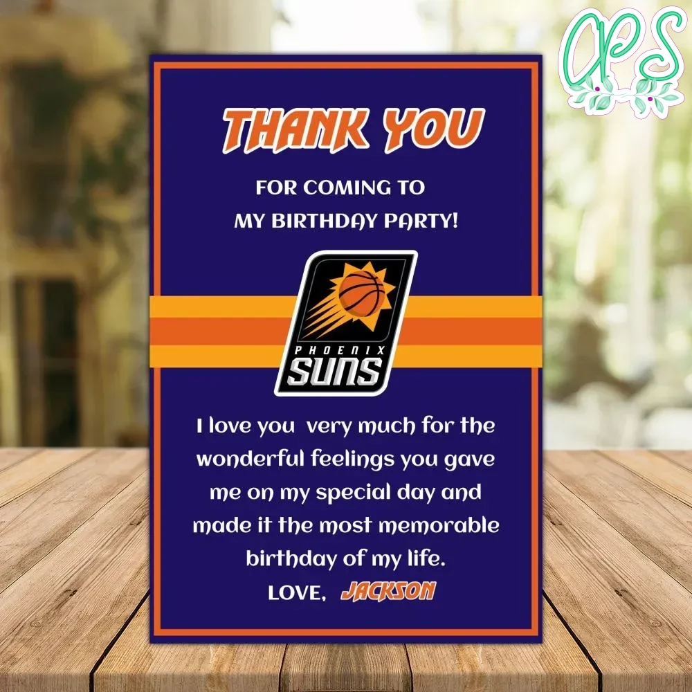 Phoenix Suns Thank you card Template to Print at Home | CustomPartyShirts