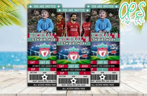 Editable Liverpool FC Birthday Ticket Invites Digital File