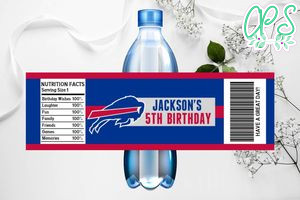 Printable Buffalo Bills Water Bottle Labels Instant Download
