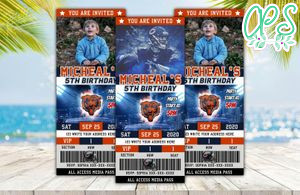 Editable Chicago Bears Birthday Ticket Invite Instant Download