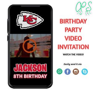 Kansas City Chiefs Birthday Video Invitation Digital Template Customizable Instant Download