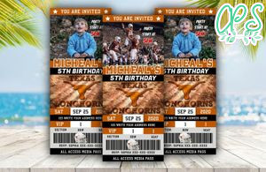 Editable Texas Longhorns Birthday Ticket Invites Instant Download