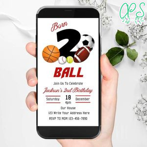 born two ball Mobile Invitation Customizable Template Instant Download