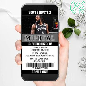 Electronic Brooklyn Nets Electronic Invite Birthday Invitations Instant Download