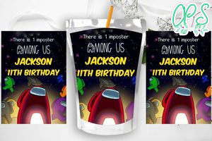 Printable Among Us Birthday Capri Sun Juice Label Instant Download