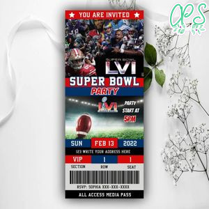 Super Bowl football LVI Party Invitation Instant Download