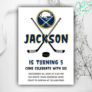 Printable Buffalo Sabres Birthday Invitations Instant Download