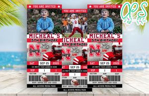 Editable Nebraska Cornhuskers Birthday Ticket Invites Instant Download