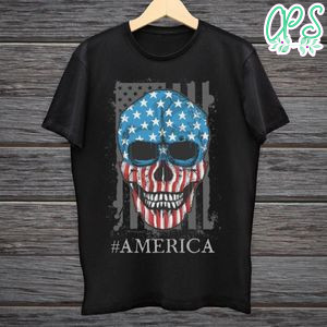 Printable America Fourth of July Skull Shirt Template Digital File