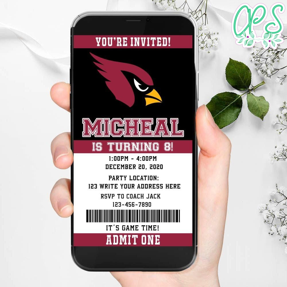 Electronic Arizona Cardinals Birthday Flyer Instant Download