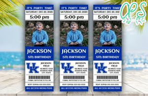 Printable Kentucky Wildcats Birthday Ticket With Photo Invitation Instant Download