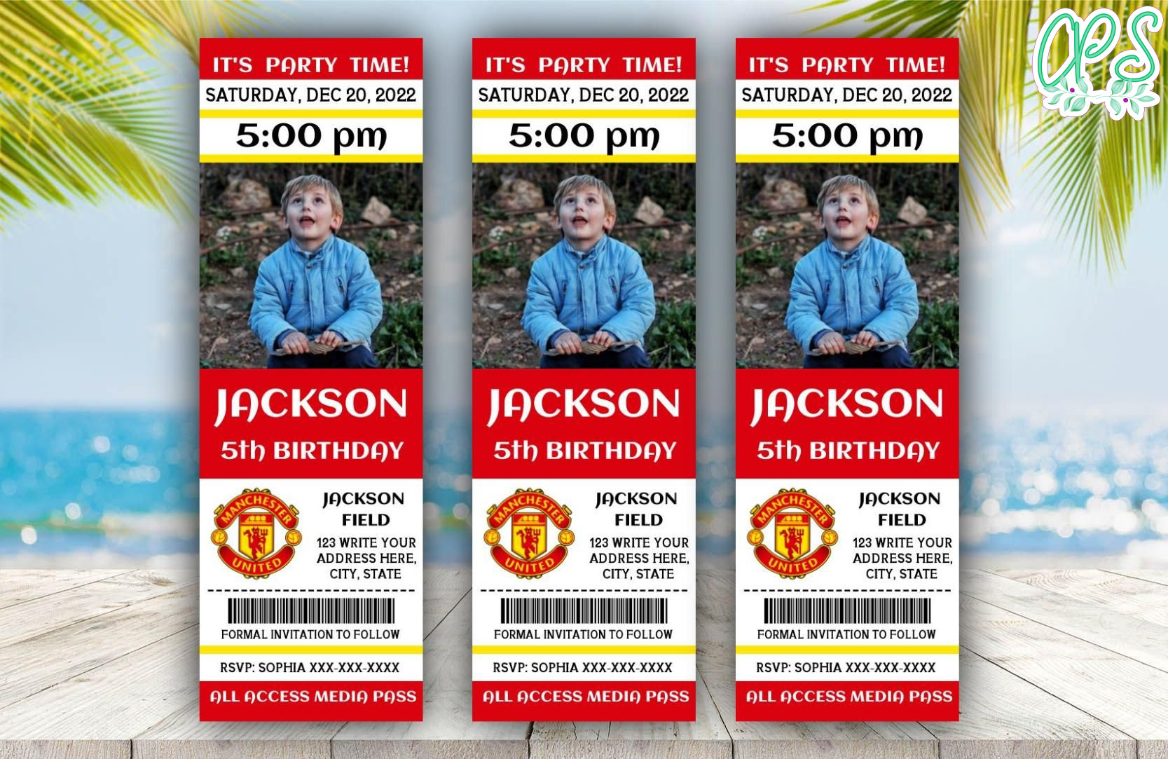 Manchester United Birthday Ticket With Photo Invitation DIY