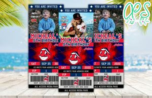 Editable Cleveland Indians Birthday Ticket Invites Instant Download