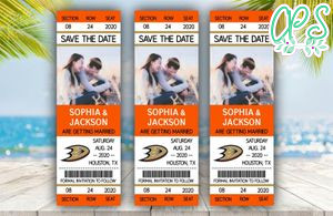 Editable Anaheim Ducks Save The Date Wedding Engagement Announcement Ticket Invitation Instant Download