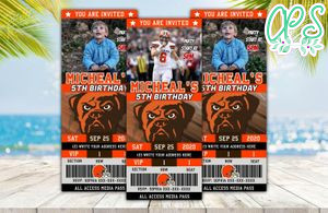 Editable Cleveland Browns Birthday Ticket Party Invitations Instant Download