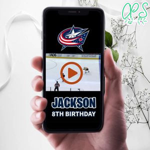 Columbus Blue Jackets Birthday Video Invitation Digital Template Customizable Instant Download