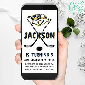 Electronic Nashville Predators Electronic Invite Birthday Flyer Template Instant Download