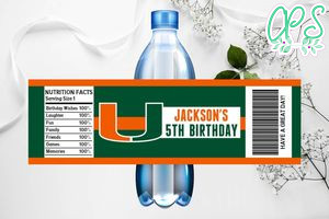 Printable Miami Hurricanes Water Bottle Labels Instant Download