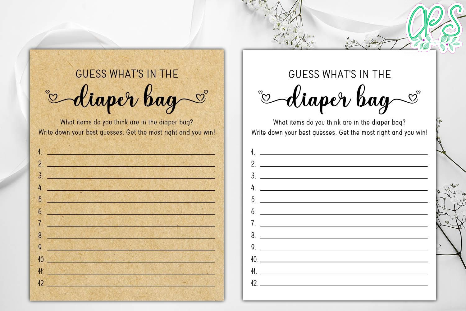 Printable Guess What's in the Diaper Bag Baby Shower Game DIY Partyinvitedesign