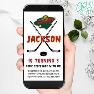 Electronic Minnesota Wild Electronic Invite Birthday Invitation Template Instant Download