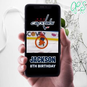 Washington Capitals Birthday Video Invitation Digital Template Customizable Instant Download
